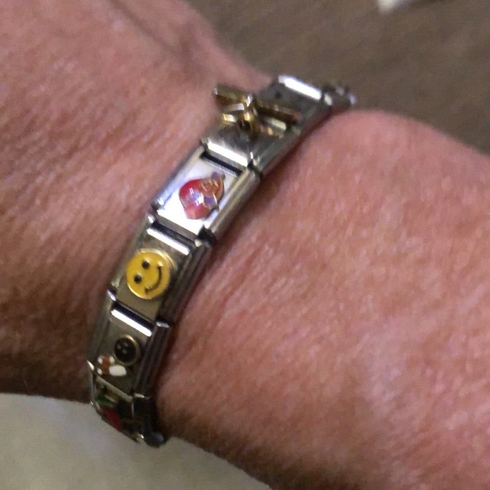 18K Gold Stainless Steel ZOPPINI Bracelet Italian Stretch Charm